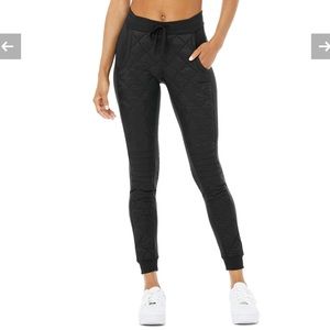 Alo Yoga High-Waist Moto Puffer Pants In Black Sz M